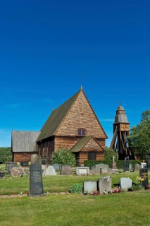 Old wooden church with a bell tower