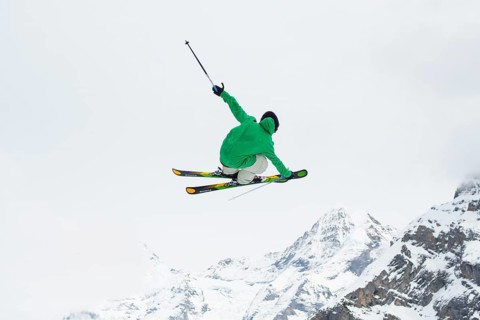 Trick skier jumping