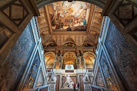 Staircase with ceiling painting