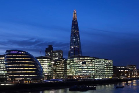 View of the office complex More London Riverside with City Hall