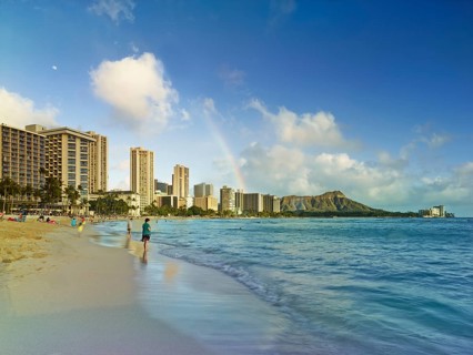 Rainbow over Waikiki Beach