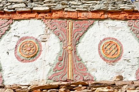 Colorfully decorated Buddhist Stupa