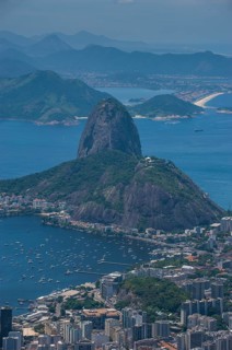 Outlook from the Christ the Redeemer statue over Rio de Janeiro and the Sugar Loaf
