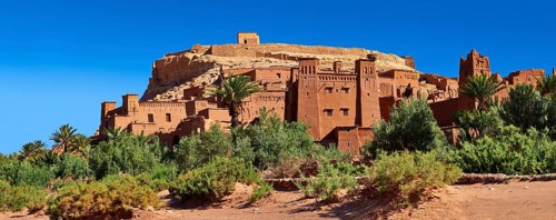 Adobe buildings of the Berber Ksar or fortified village of Ait Benhaddou