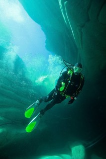 Scuba diver in the Verzasca River