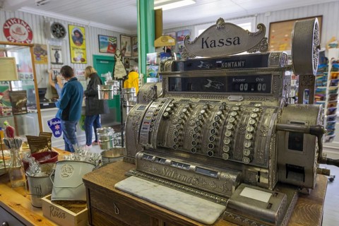 Historical cash register in the old trading house