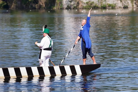 Fischerstechen or water jousting festival on the Danube River