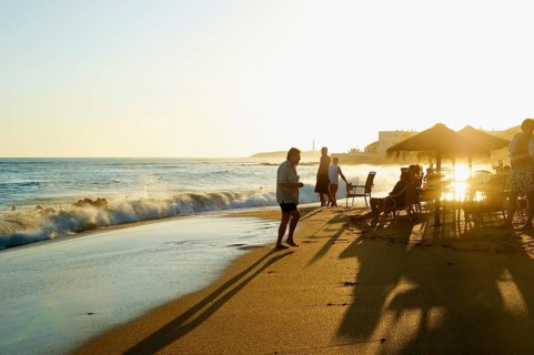 Beach bar at sunset