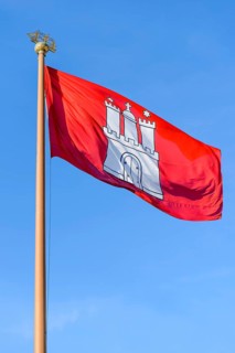 The flag of the Free and Hanseatic City of Hamburg