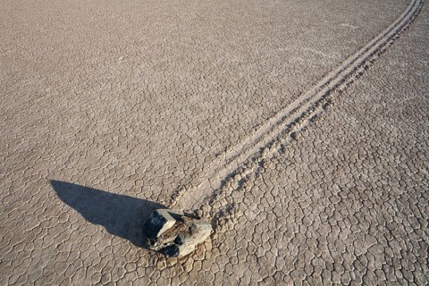 Track created by one of the mysterious moving rocks at the 'Racetrack'