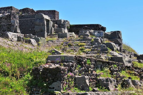 Ruins of a Roman Mercury Temple on the summit of the Puy de Dome volcano