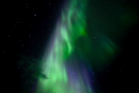 Swirling northern polar lights