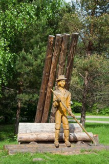 Wood sculpture of a rafter