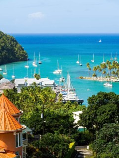 View of Marigot Bay with yachts