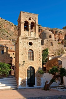 Bell tower of the Byzantine Greek-Orthodox Church of Christ Elkomenos