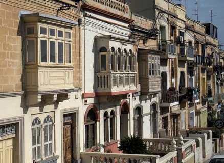 Houses with typical wooden balconies