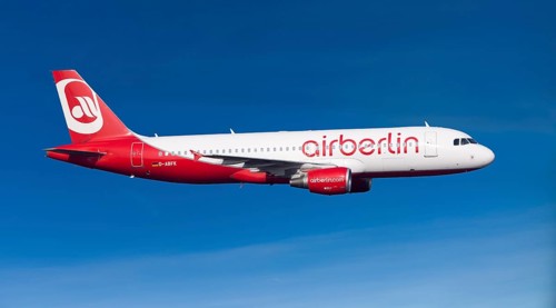 Air Berlin Airbus A320-214 in flight