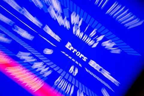 Error message on a blue screen