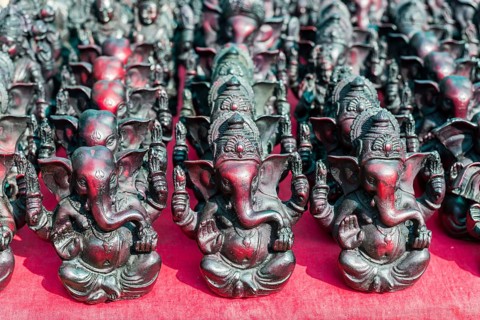Ganesha figurines for sale at the weekly flea market