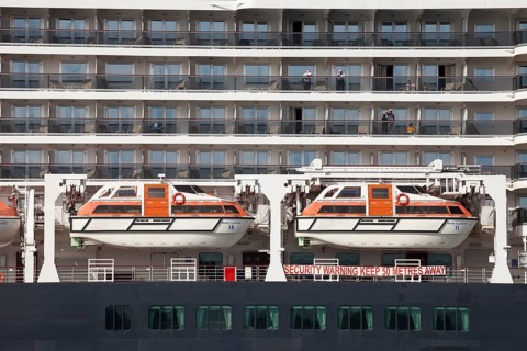 Lifeboats on the cruise ship Queen Elizabeth