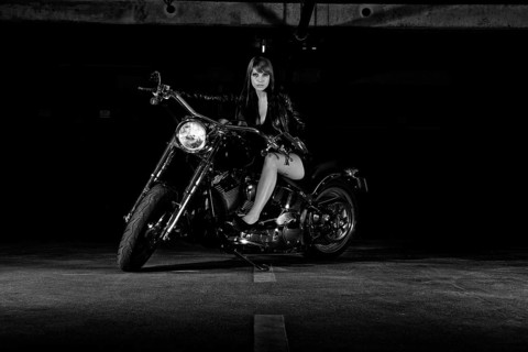 Woman on a motorcycle