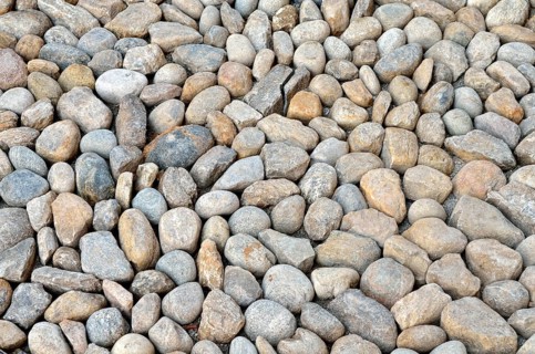 Newly laid pavement of pebbles