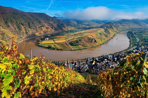 Moselle River loop in autumn
