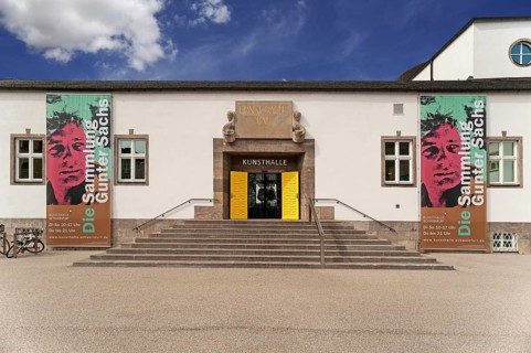 Posters at the art gallery advertising an exhibition from the art collection of Gunter Sachs