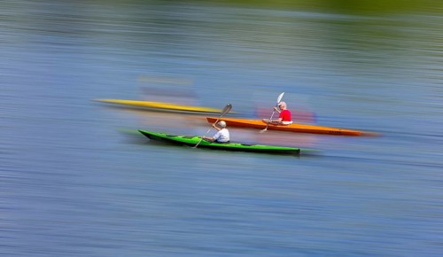 Senior citizens on a canoe trip on the Havel River