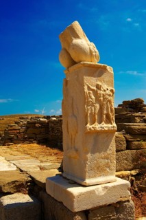 Column with phallus at the Stoivadeion in the Temple of Dionysus
