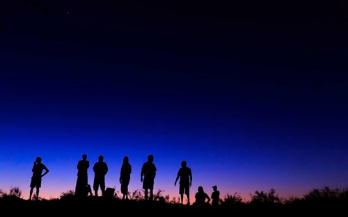 People watching the sunset