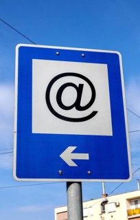 Sign pointing to an Internet hotspot