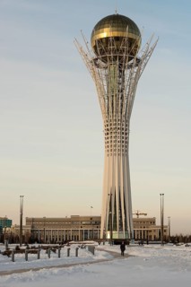 Bayterek tower in winter
