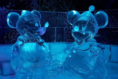Mickey Mouse figurines made of ice