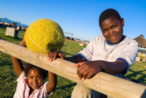 Boy and a girl with a ball