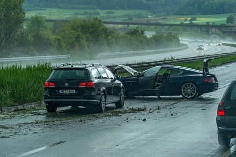 Accident in heavy rain and poor visibility