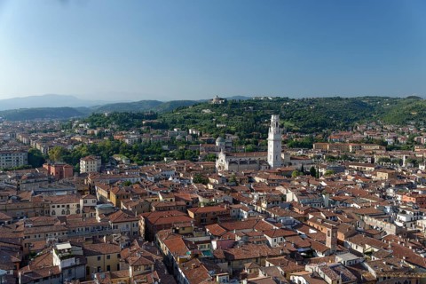 View from Torre dei Lamberti over the city with Verona Cathedral