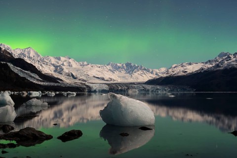 Aurora borealis over College Fjord