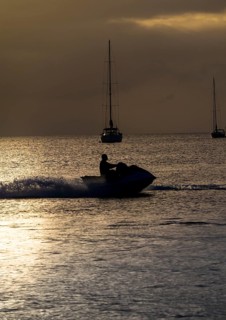 Jet ski at dusk in Rodney Bay