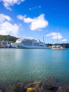Cruise ship Silver Spirit in the port of St Lucia's capital Castries