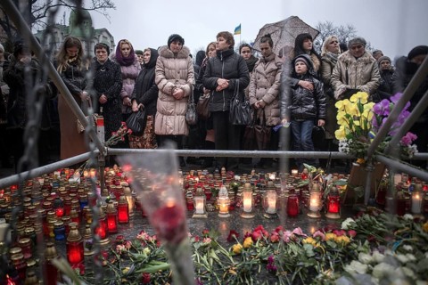 Mourning ceremony for victims of the Euromaidan in Kiev