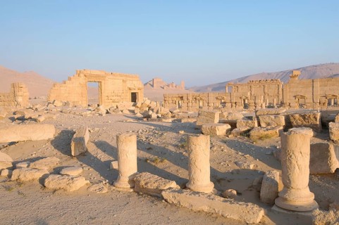 Ruins of the ancient city of Palmyra in the morning light