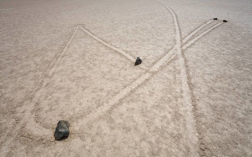 Tracks created by the mysterious moving rocks at the 'Racetrack'