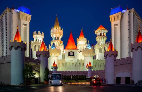 Excalibur Hotel and Casino at night