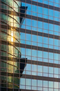 Andromeda Tower reflected in the Tech Gate Vienna building