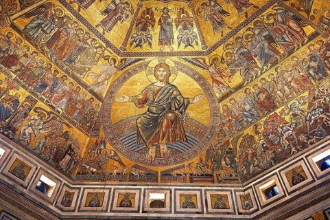 Medieval mosaics on the ceiling of the Baptistry of Florence Cathedral
