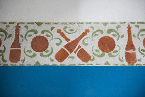 Wall decoration at the premises of the bowling alley in a former diamond miners' town