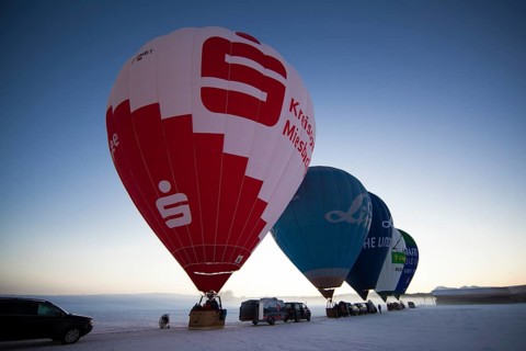 Launch preparation of hot air balloons