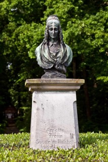 Bust of Annette von Droste-Hulshoff in the gardens of Burg Hulshoff Castle