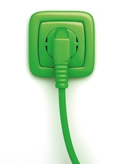 Green socket or power point with plug